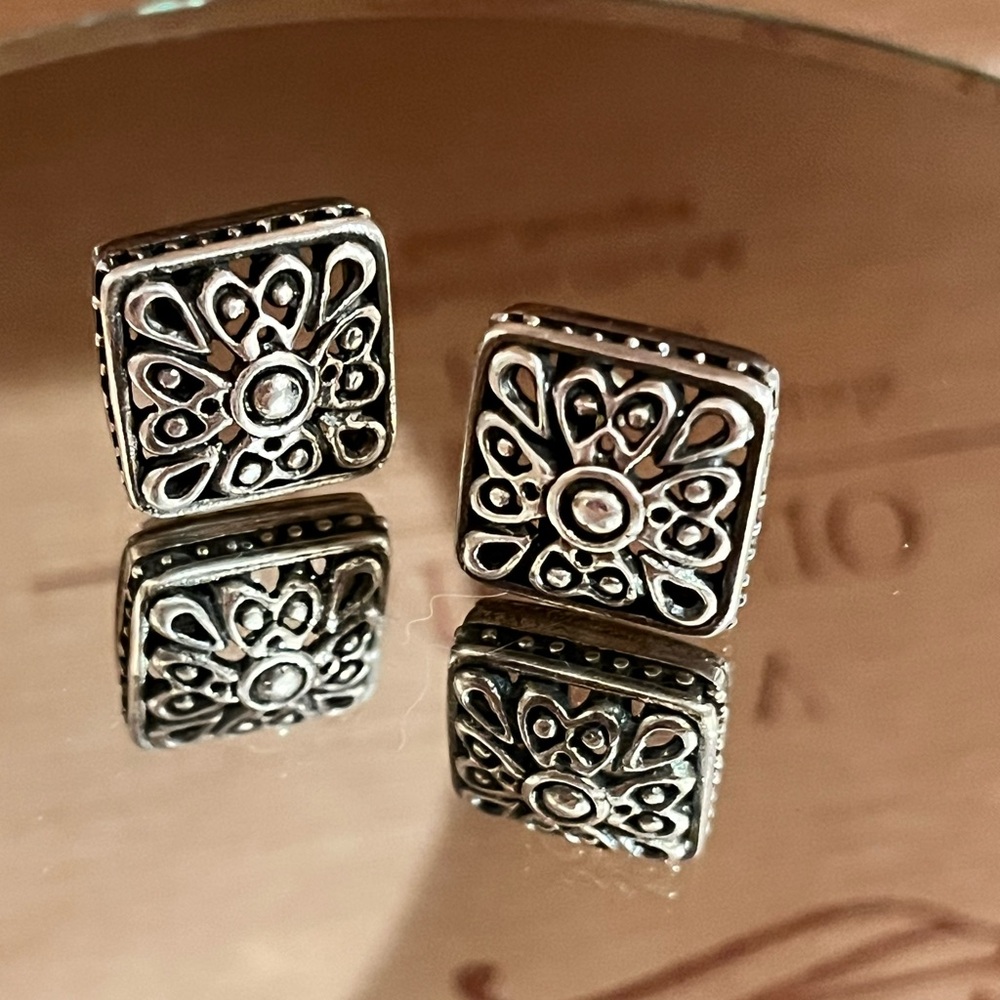 Vintage Chapal Zenray 925 Oxidized Stud Earrings